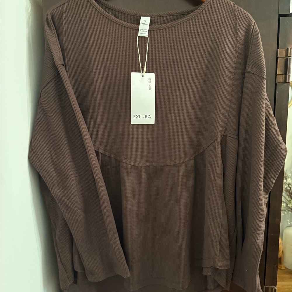 Exlura Women's Casual Brown Tunic Top